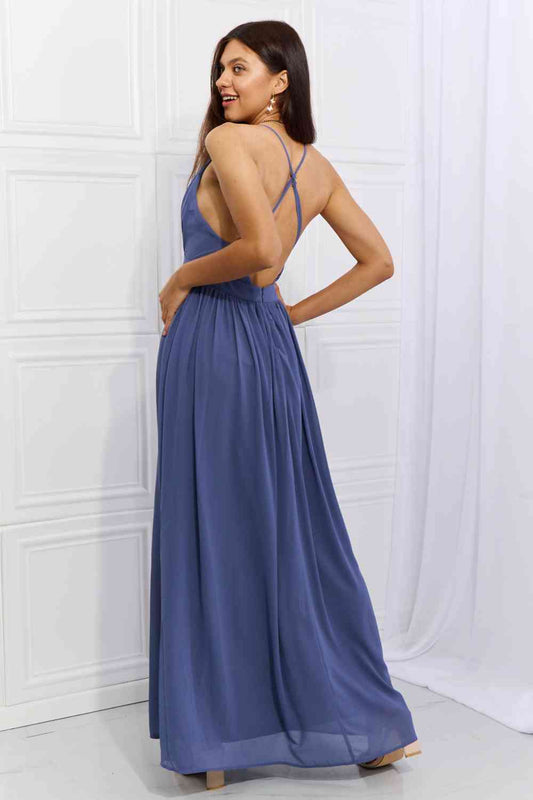 Meliza's OneTheLand Captivating Muse Open Crossback Maxi Dress
