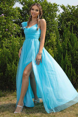 Meliza's Asymmetrical Ruched Slit Dress