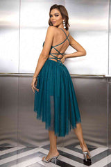 Meliza's Sequin Spaghetti Strap High-Low Dress