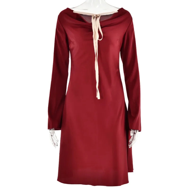 Flowy Long Sleeve Midi Dress Fashion Elegant Satin Dresses for Women Clothes New in Spring 2024