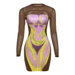 Aesthetic Print Strapless Dress+Super Mini Tops Skinny Elastic Sexy Fashion Hipster Mini Bodycon Chic Design Clothes