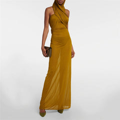 Women Elegant See Through Bodycon Beach Vacation Streetwear Long Dress 2023 Summer Clothes