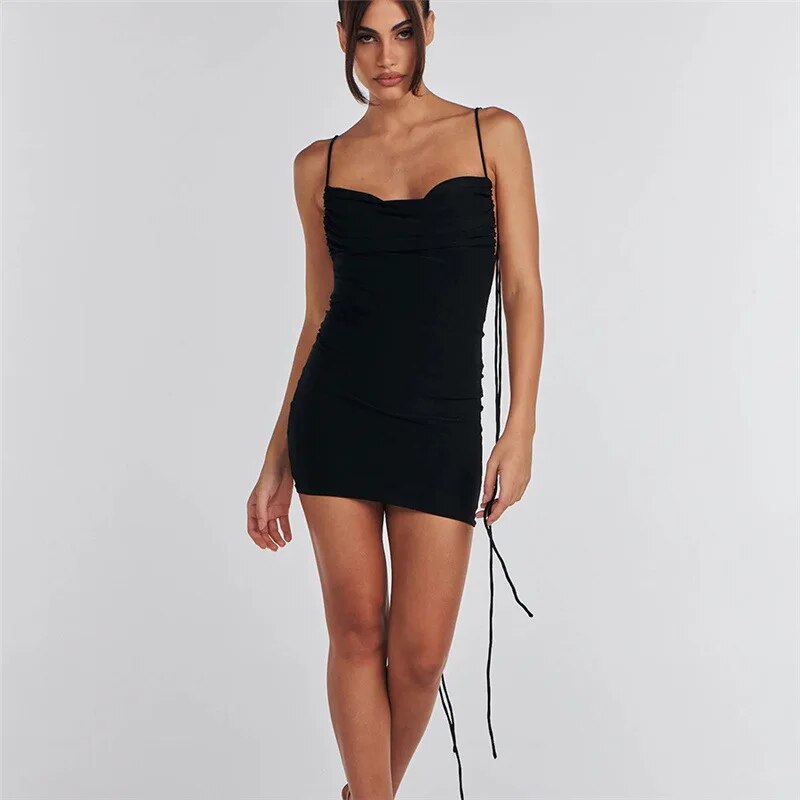 Sexy Bandage Women Hip Dress Spaghetti Straps Backless Skinny Summer Fashion Evening Party Night Clubwear Bodycon