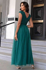 Meliza's Sequin V-Neck Mesh Maxi Dress