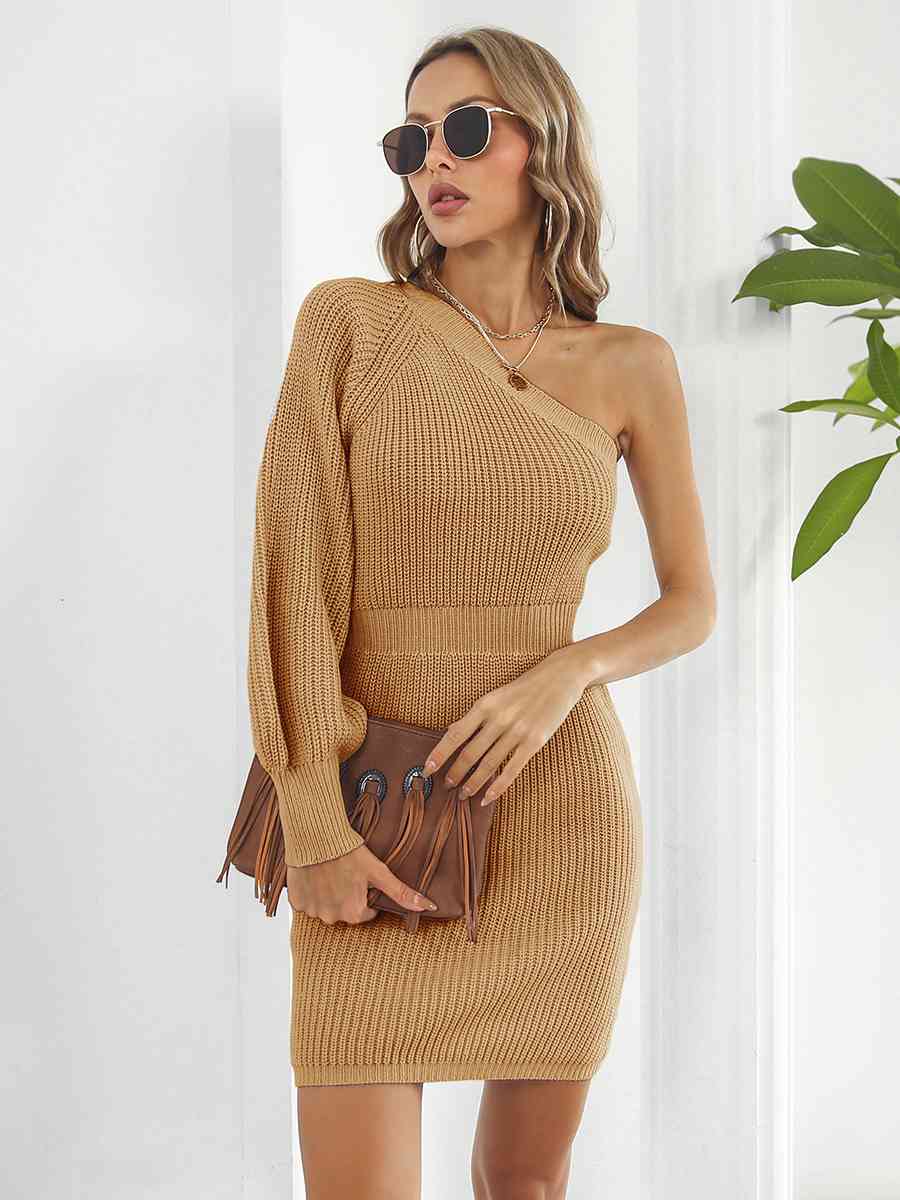 Meliza's One-Shoulder Mini Sweater Dress